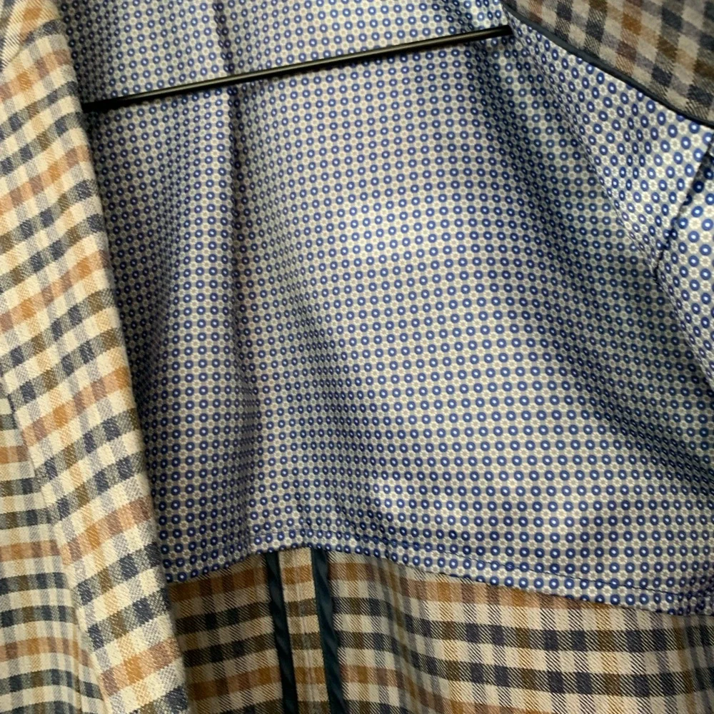 Original men’s S 38S Penguin Blue and Brown Plaid Blazer wool and polyester mix